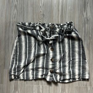 Mine striped gray and white short button up A line skirt
